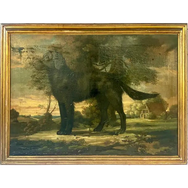 Black Labrador Retriever Painting, Oil on Canvas in Giltwood Frame For Sale - Image 9 of 11