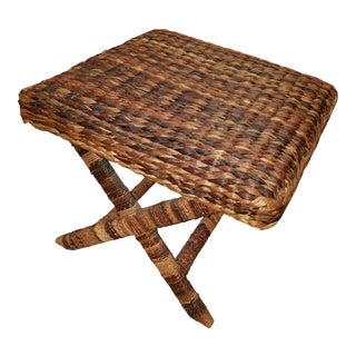 Seagrass Wrapped X Base Ottoman For Sale