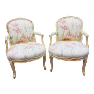 Louis XV Style Upholstered Armchairs - a Pair For Sale