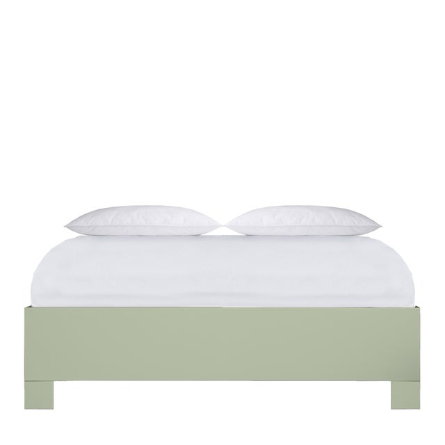 Wood Finn Platform Bed Queen - Celery Green For Sale - Image 7 of 12