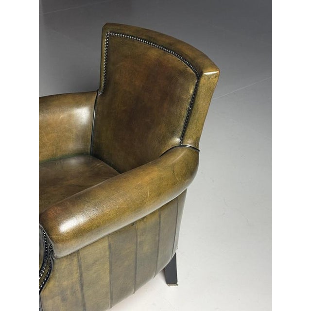 Animal Skin Green Sheepskin Club Armchair For Sale - Image 7 of 15