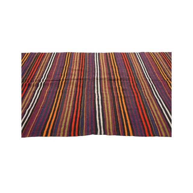 Striped Vintage Turkish Kilim Rug - 5`10" X 12`8" For Sale In Los Angeles - Image 6 of 6