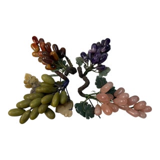 Vintage Chinese Carved Gemstone Grape Clusters - Set of 4 For Sale
