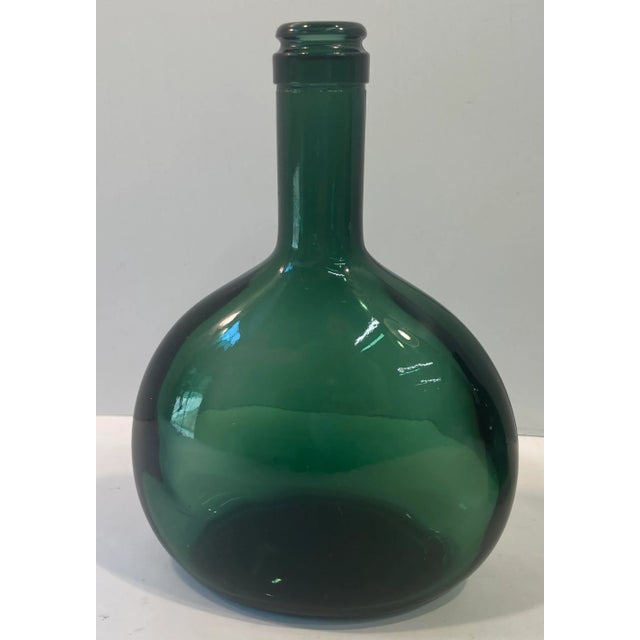 Mid-Century Modern Vintage Green Glass Wine Bottle For Sale - Image 3 of 5