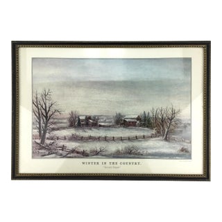 Vintage Framed Print “Winter in the Country” by George Durrie For Sale