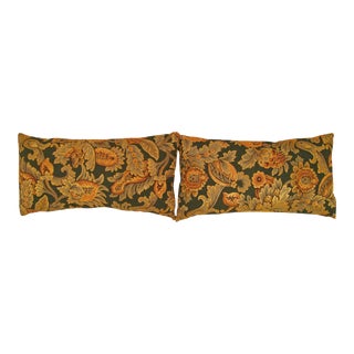 1910 Decorative Antique Jacquard Tapestry Pillows with Floral Elements - A Pair For Sale