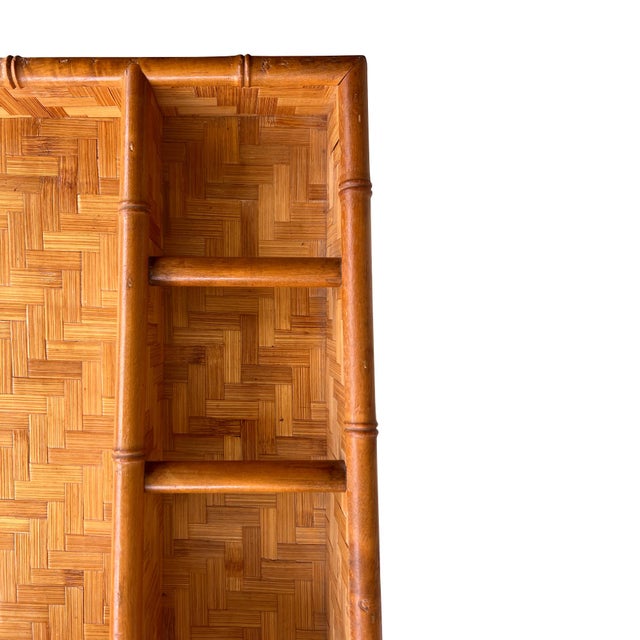 Vintage Bamboo and Woven Rattan Folding Butler Tray Stand, Coastal Campaign For Sale - Image 10 of 13