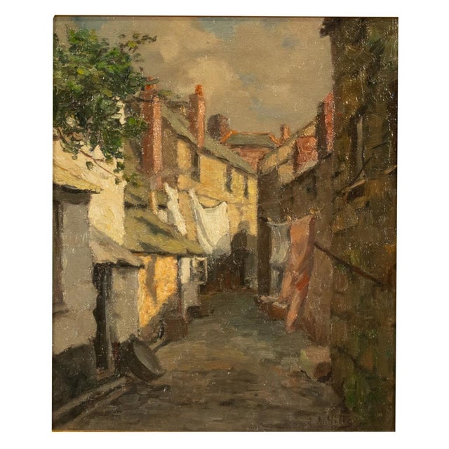 Textile Antique American California Impressionist Oil Canvas Painting St. Ives Cornwall by Anna Althea Hills, 1910 For Sale - Image 7 of 13