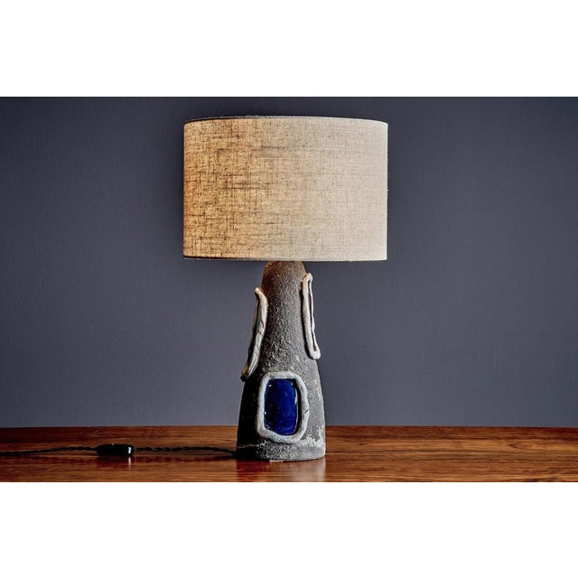Blue Volcano Glazed Ceramic Table Lamps attributed to Bitossi, 1960s, Set of 3 For Sale - Image 8 of 13