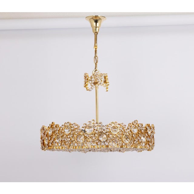 Gilt Brass and Crystal Glass Encrusted Chandeliers from Palwa, Germany, 1970s For Sale - Image 15 of 17