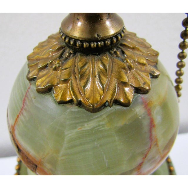 Antique French Neoclassical Green Onyx and Gilt Bronze Garland and Satyr Mounts Table Lamp For Sale - Image 11 of 17