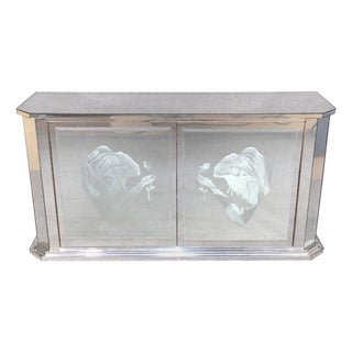 Mid 20th Century Mirrored Etched Glass Cabinet For Sale