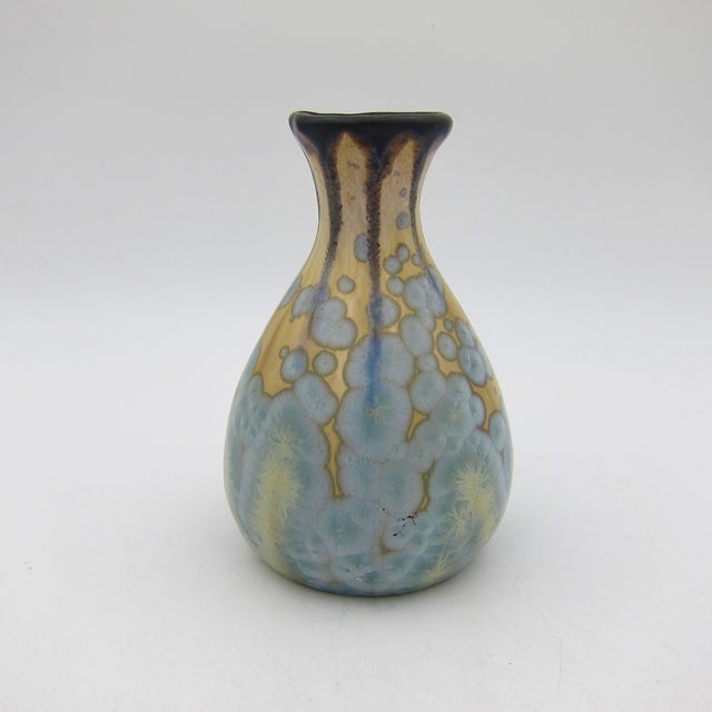 1930s French Desvres Fourmaintraux Crystalline Vase C. 1930 For Sale - Image 5 of 11