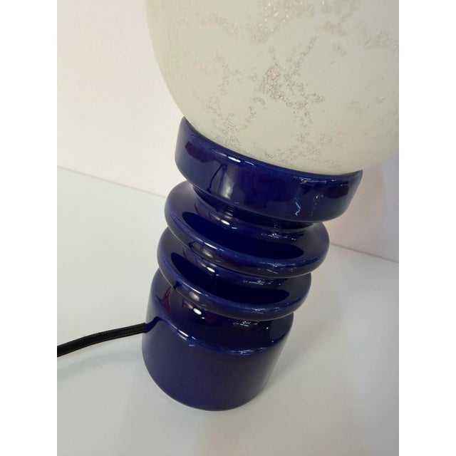 Glass Blue Ceramic and Glass Table Lamp by Cari Zalloni for Dümler & Breiden, 1970s For Sale - Image 7 of 11