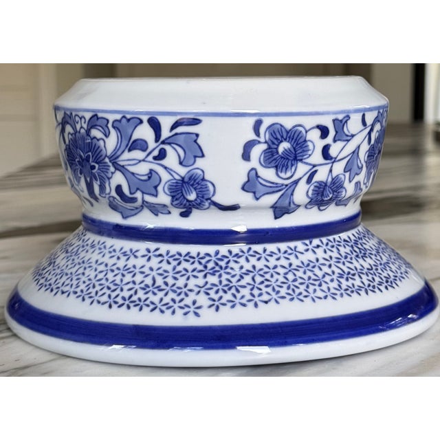Blue Blue & White Pedestal / Plinth for Cachepot For Sale - Image 8 of 12