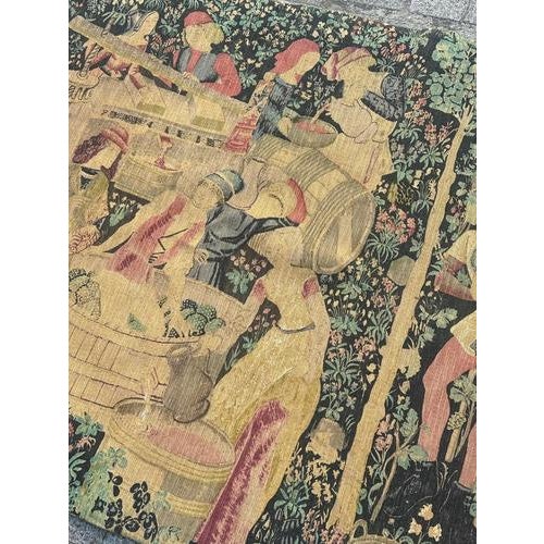 Vintage French Screen Printed by Hand Tapestry Vendanges, 1970s For Sale - Image 4 of 18