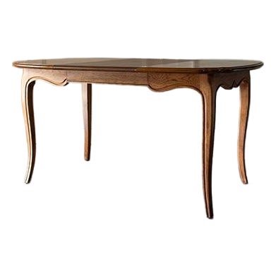 Vintage French Provincial Henredon Dining Table With Leaf For Sale