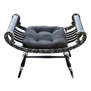 Curule Vanity Stool Bench Roman Slatted Saddle Seat Chair Hollywood Regency For Sale