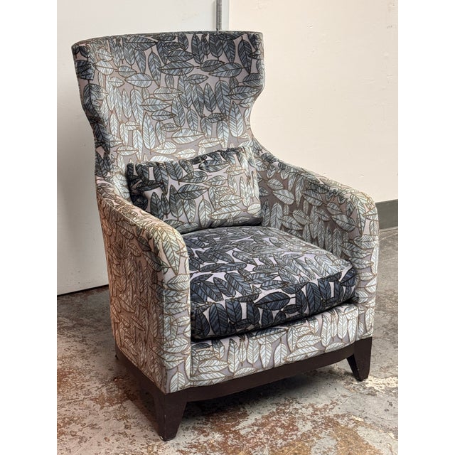 Contemporary Bespoke Wingback Lounge Armchair For Sale - Image 3 of 12