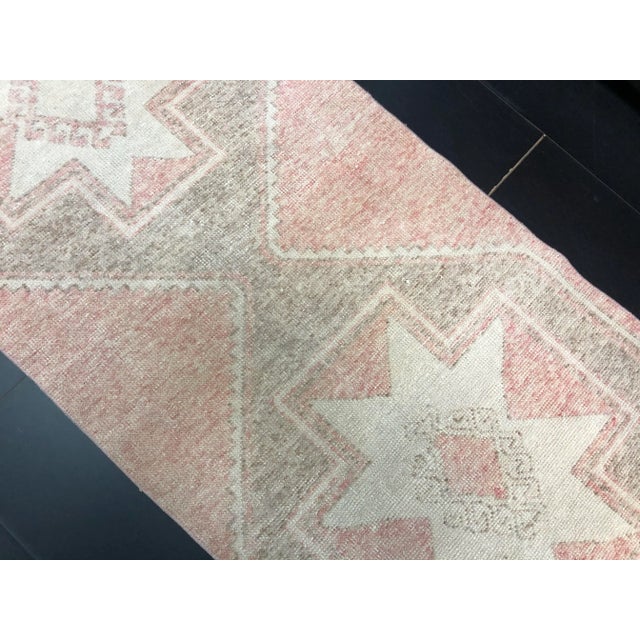 Oushak Natural Faded Runner Rug For Sale - Image 6 of 11