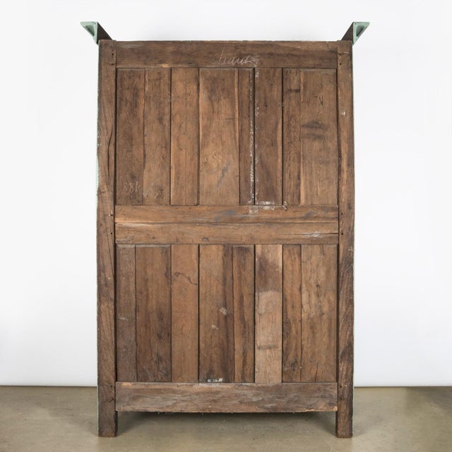 Antique French Soft Green Marriage Armoire For Sale - Image 10 of 11
