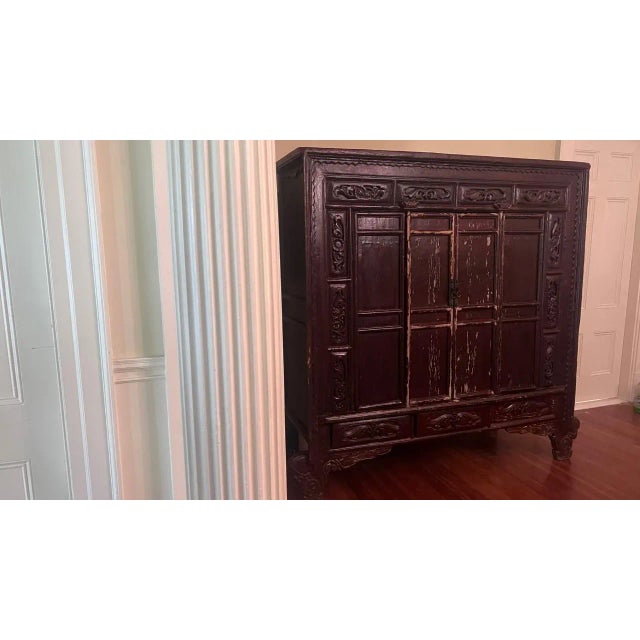 Arhaus Arhaus Early 20th Century Chinese Oversized Armoire Wedding Chest For Sale - Image 4 of 12