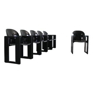 Black Dialogo Dining Chairs by Tobia & Afra Scarpa for B&b Italia / C&b Italia, 1973, Set of 6 For Sale