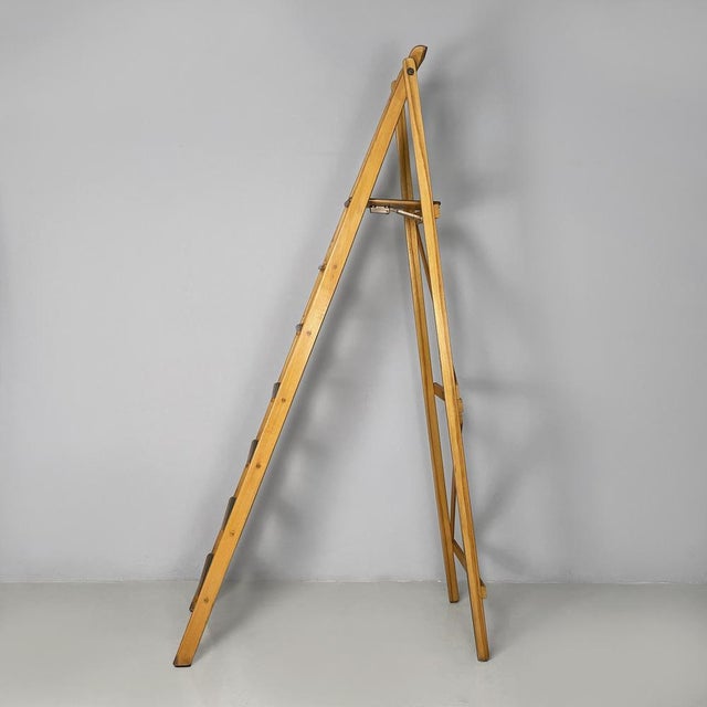 Mid-Century Modern Italian Wooden Ladder by Fabbrica Scale Alberti, 1960s For Sale - Image 3 of 18