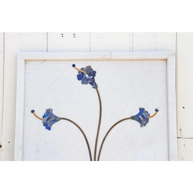 1990s Precious Botanical Inlay Marble Panel For Sale - Image 5 of 13