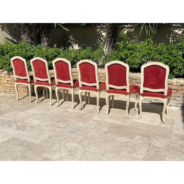 Red Louis XV Chairs, Set of 6 For Sale - Image 8 of 13