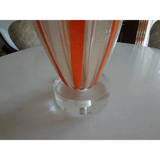 1960s 1960's Large Orange and White Italian Murano Glass Lamp by Barovier For Sale - Image 5 of 9