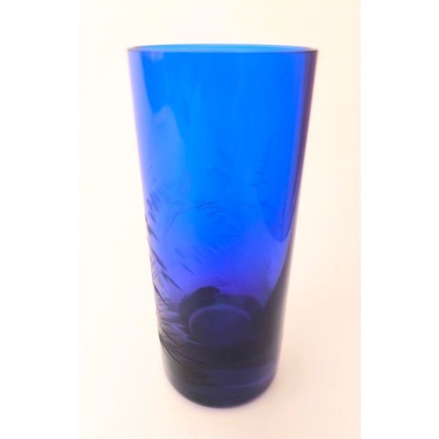Royal Blue Moser “Royal Blue” Hand-Cut Crystal Vase For Sale - Image 8 of 13