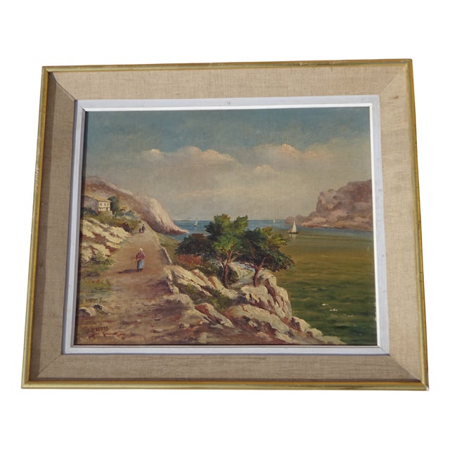 Alberti, Mediterranean Landscape, 1850, Oil on Canvas, Framed For Sale