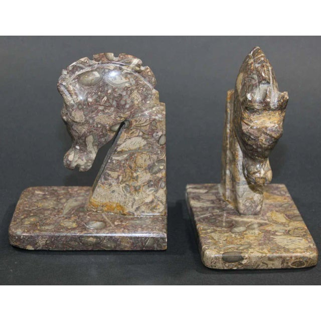 Art Deco Brown Onyx Horse Head Bookends - A Pair For Sale In Palm Springs - Image 6 of 13