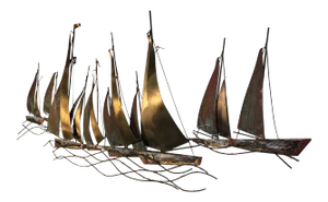 1970s Large Scale Boat Wall Sculpture by Curtis Jere