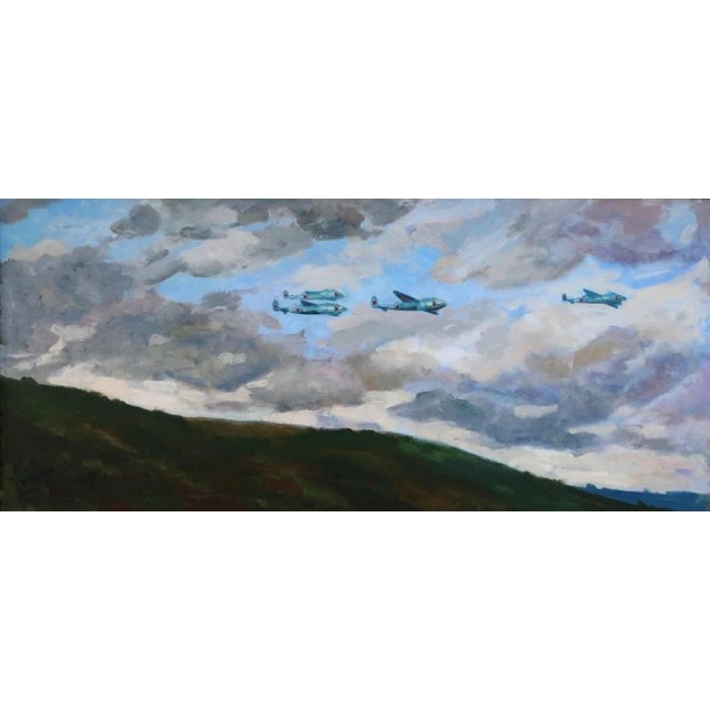 Soviet Wwii Oil Painting: "Return From Mission", Ukrainian Art, 1988 69-136 For Sale
