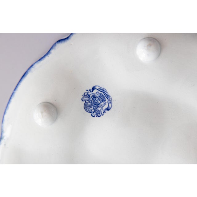 Antique French Bordeaux Vieillard Blue & White Seaweed Oyster Plate Platter, Circa 1890 For Sale - Image 9 of 10