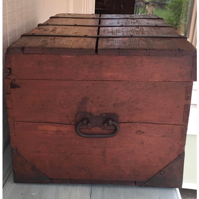 German-American Iron-Bound Wooden Trunk, 19th Century For Sale - Image 11 of 14