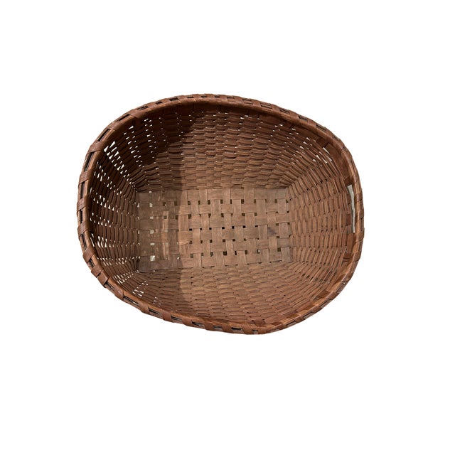 Brown Oversize Antique Splint Basket For Sale - Image 8 of 8