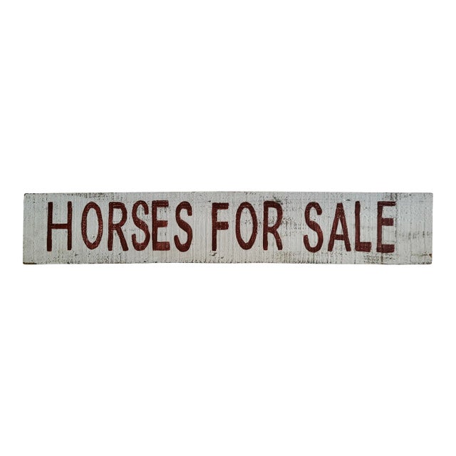 Handpainted Vintage 'Horses for Sale' Wooden Sign For Sale