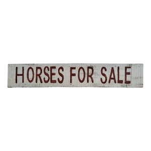 Handpainted Vintage 'Horses for Sale' Wooden Sign