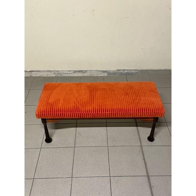 Bench in Stained Wood and Corduroy, 1960s For Sale - Image 11 of 13
