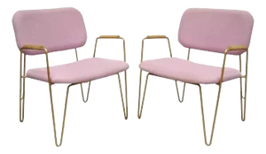 Alessandra Delgado "Bruna" Minimalist Purple Gold Hairpin Lounge Chairs - a Pair