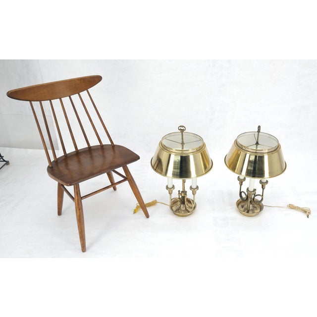 Pair of Unusual Brass Shades Brass Bases Bouillotte Table Lamps MINT! For Sale - Image 13 of 15