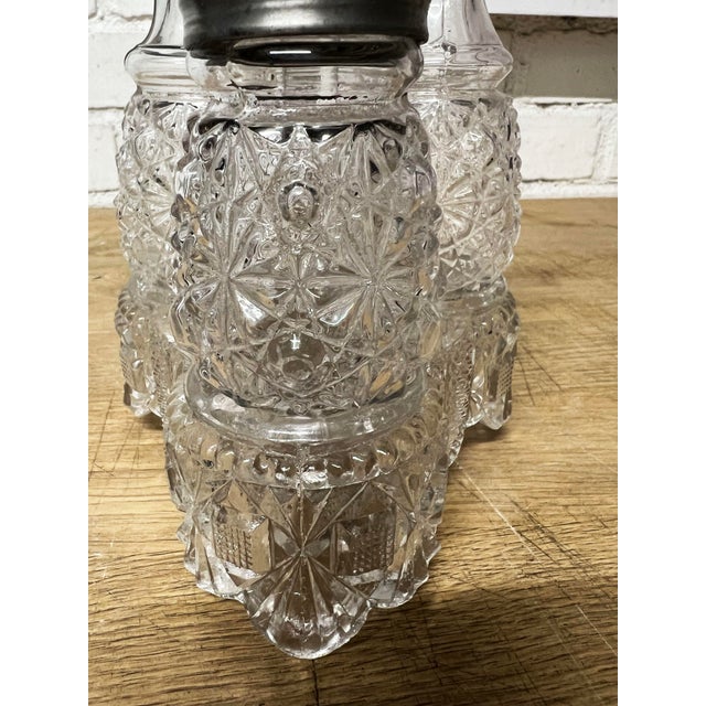 Eapg Antique Cut Glass Victorian Condiment Cruet Set- 4 Pieces For Sale In New York - Image 6 of 9