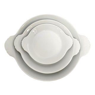 Vintage French Pillivuyt White Porcelain Au Gratin Dishes, Graduated - 3 pcs For Sale