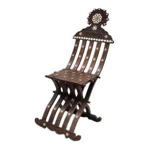 Antique Mother of Pearl Inlaid Folding Middle Eastern Chair
