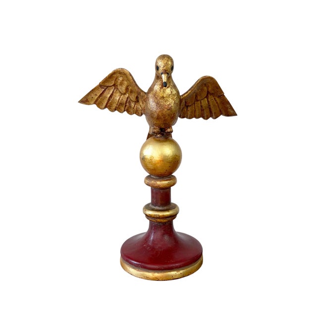 Rustic European European Carved Wood Bird Sculpture on Finial 9.5" H For Sale - Image 3 of 9