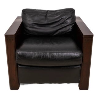 Stickley Inlaid Leather Cherry Cube Lounge Pub Chair For Sale