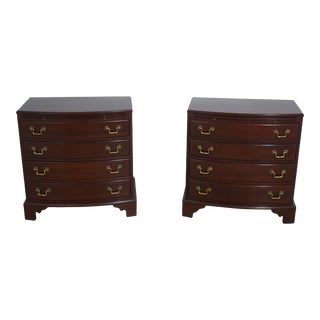Pair Lexington 4 Drawer Mahogany Bachelor Chest Nightstands For Sale